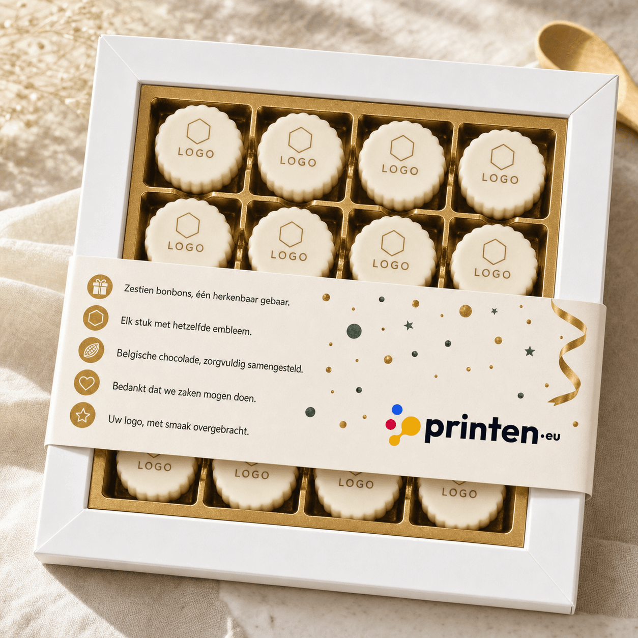 16 bonbons au chocolat avec logo en coffret cadeau - productafbeelding 1