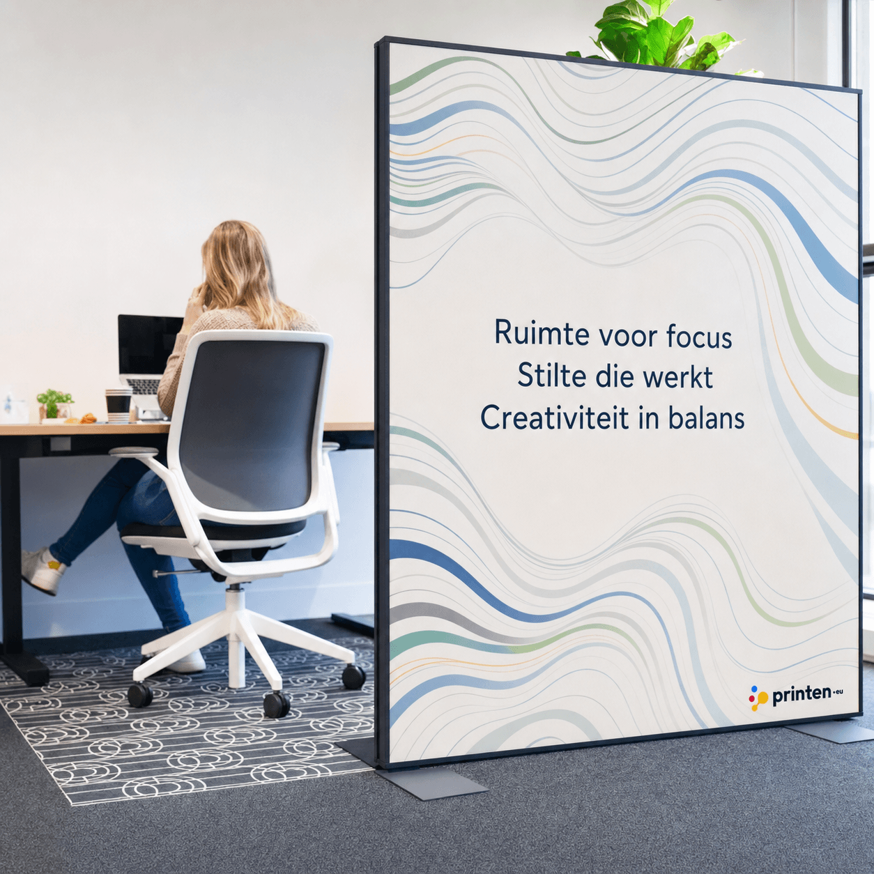 Akoestische roomdivider met eigen print - productafbeelding 1
