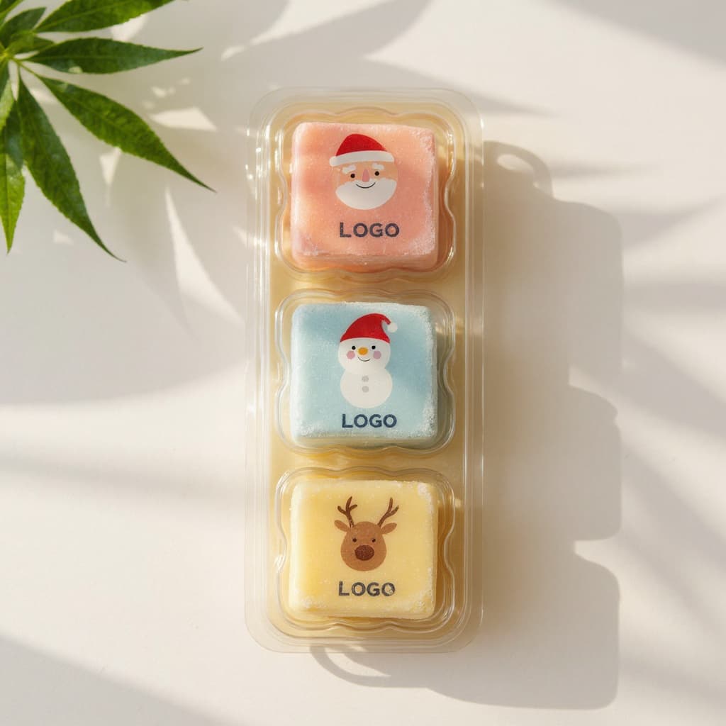 3 Christmas bonbons with logo in a blister box