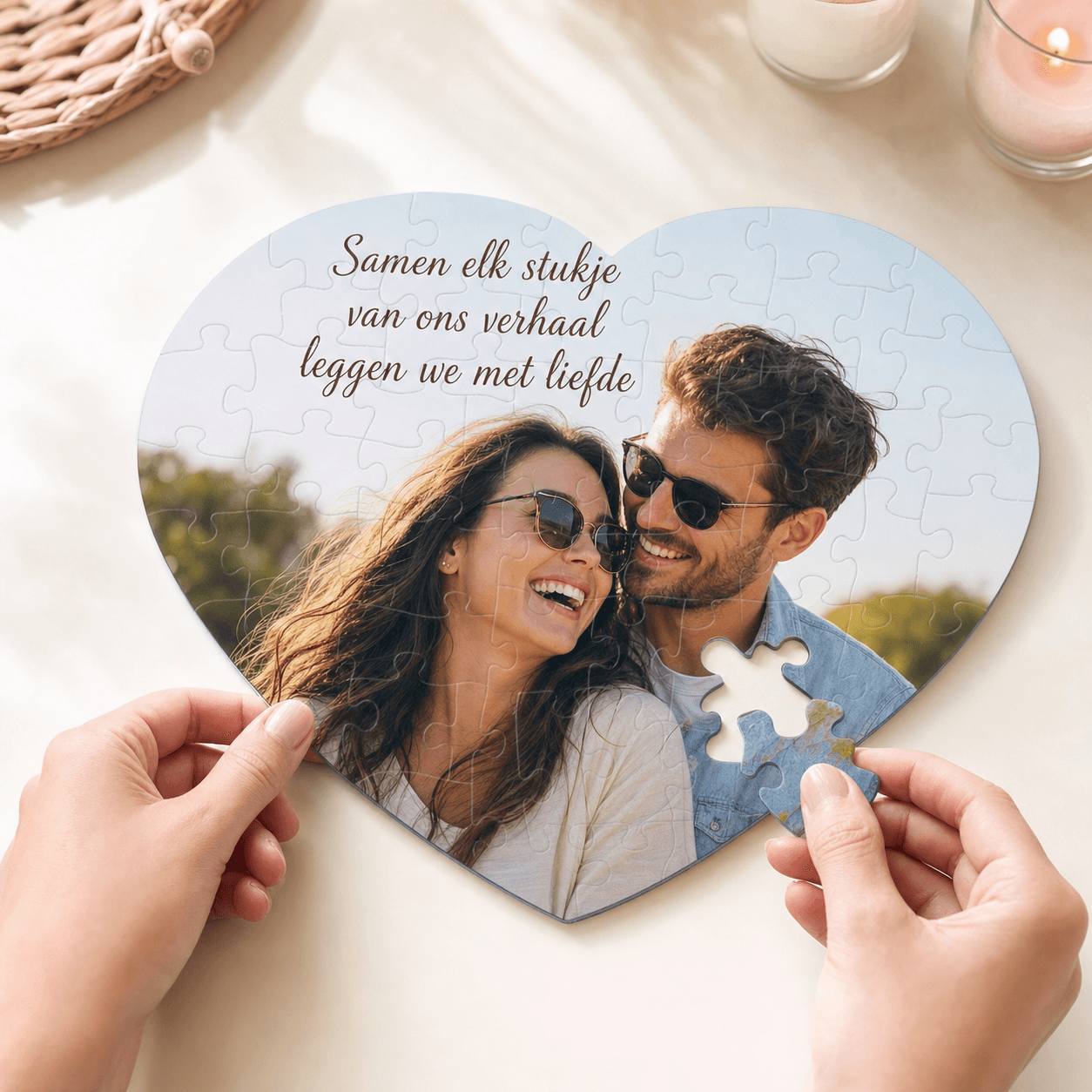 Hartvormige legpuzzel met eigen foto bedrukken