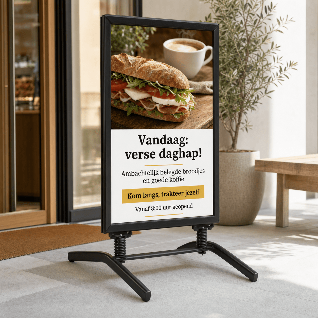 Stoepbord met swingvoet – Onbedrukt aluminium frame voor eigen invulling
