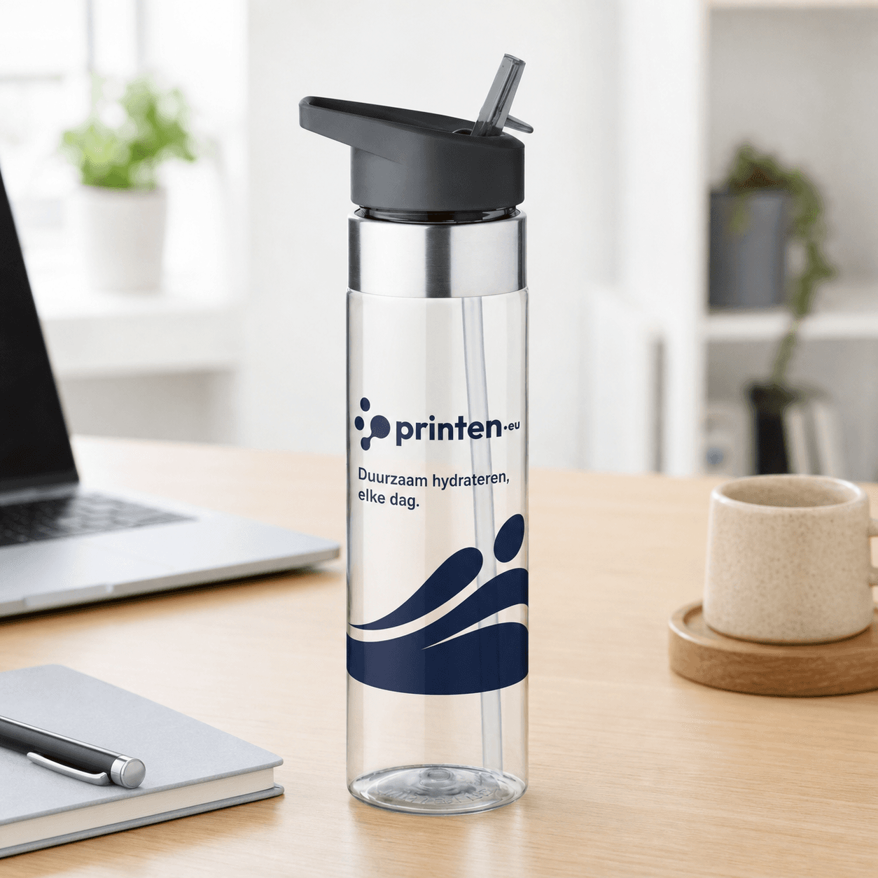 Tritan drinkfles 650 ml met rietje bedrukken