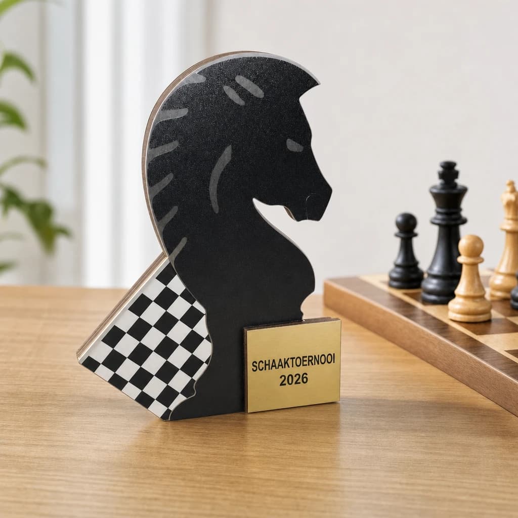 Trophée personnalisé en acier et bois - productafbeelding 1