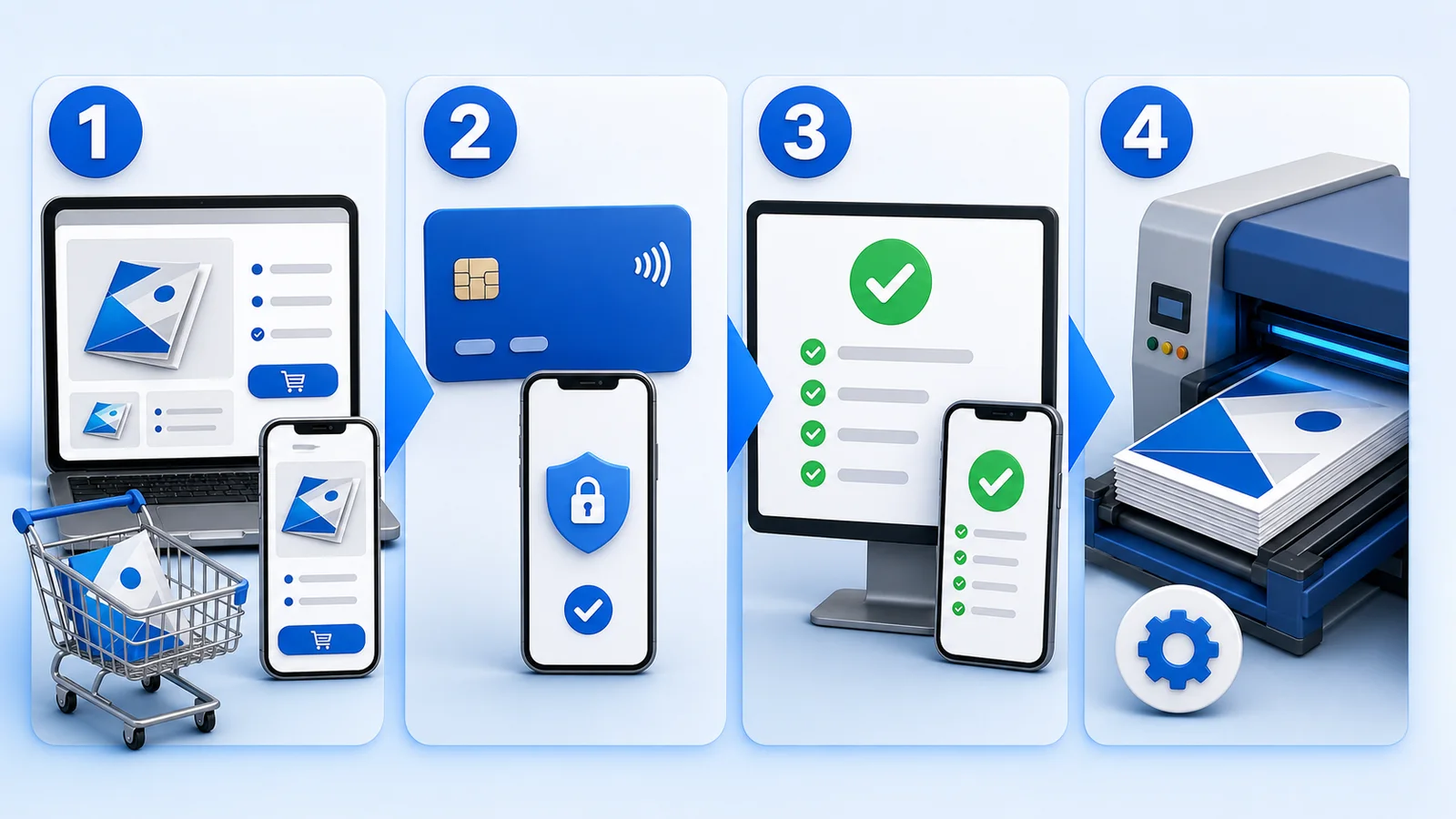 From cart and secure payment to order check and production