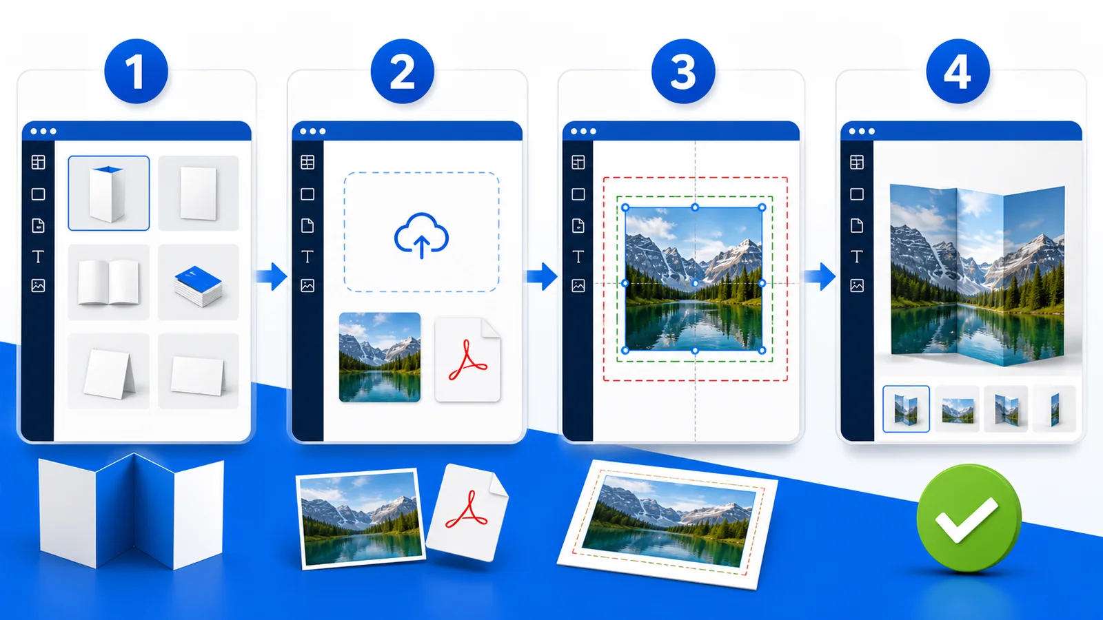 The four main steps in the Printen.eu design tool