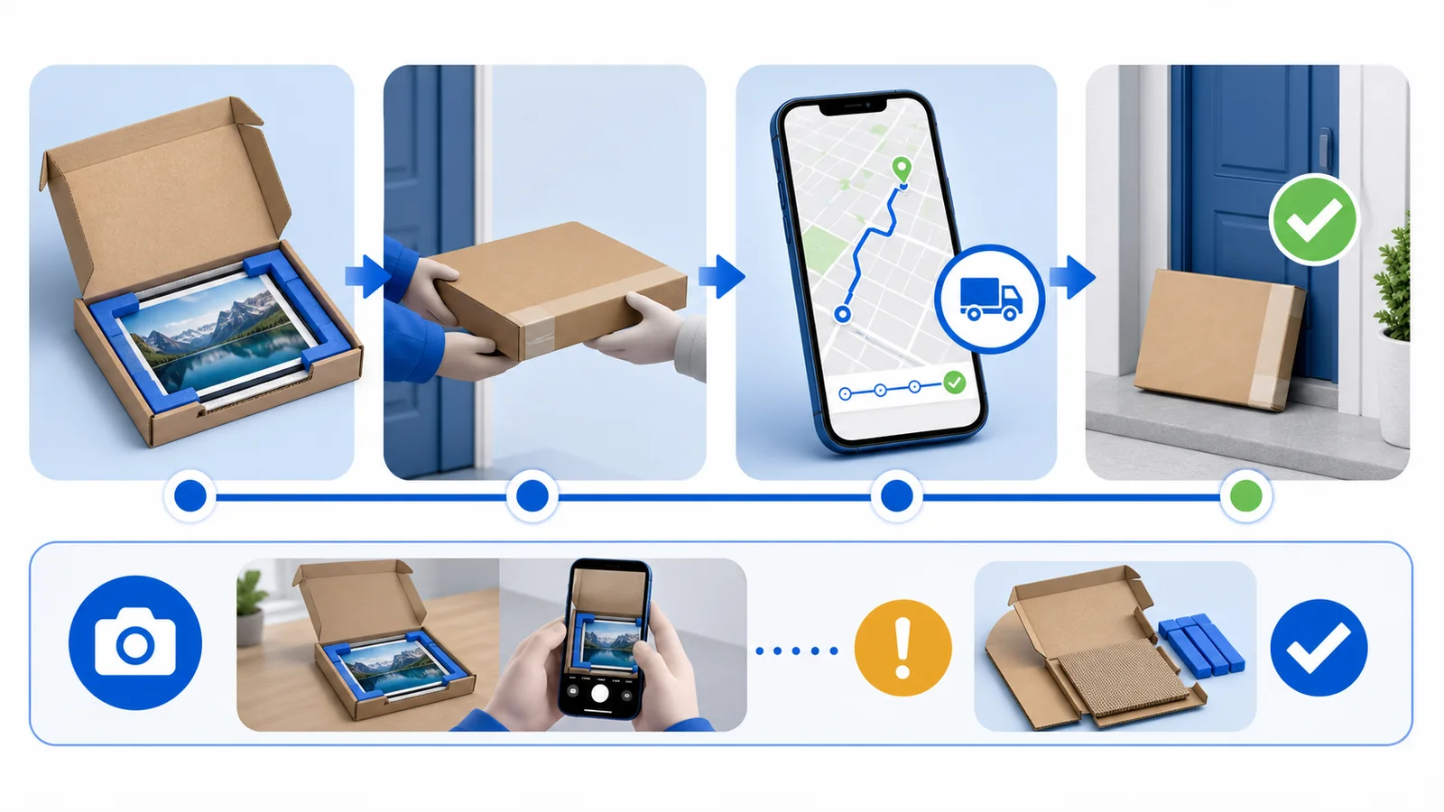 Packing, shipping, tracking, delivery and documenting possible damage